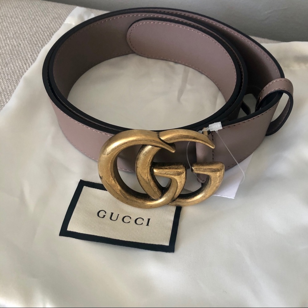 Authentic Gucci Leather Belt with Double G Buckle